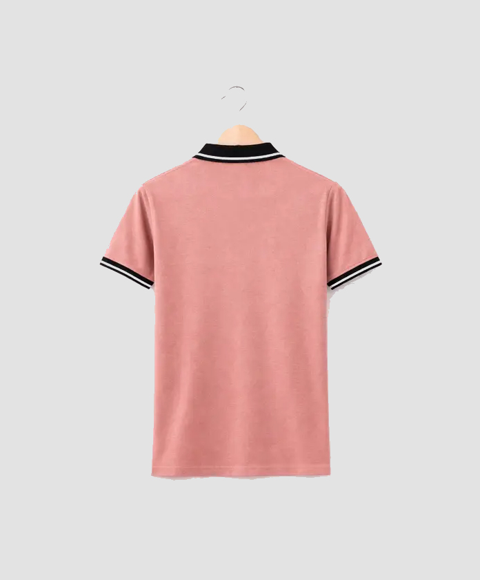 Men Solid Polo Neck Cotton Blend Pink T-Shirt With Multi Color